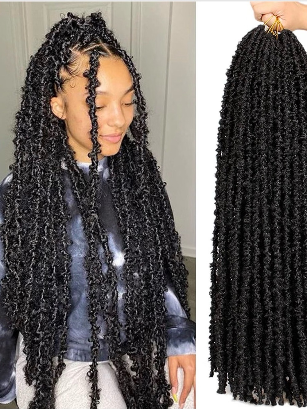 24-Inch Butterfly Jumbo Locs – 6 Packs | Pouweny | Pre-Looped Synthetic Dreadloc